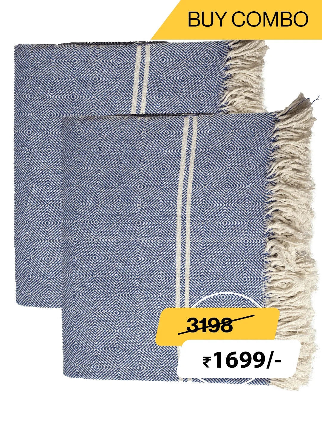 HAND WOVEN KHADI KHES, BLANKETS, THROW IN LIGHT BLUE COLOR- ALL WEATHER