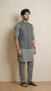Ash Grey Signature Nehru Fit Jacket | 100% Woolen