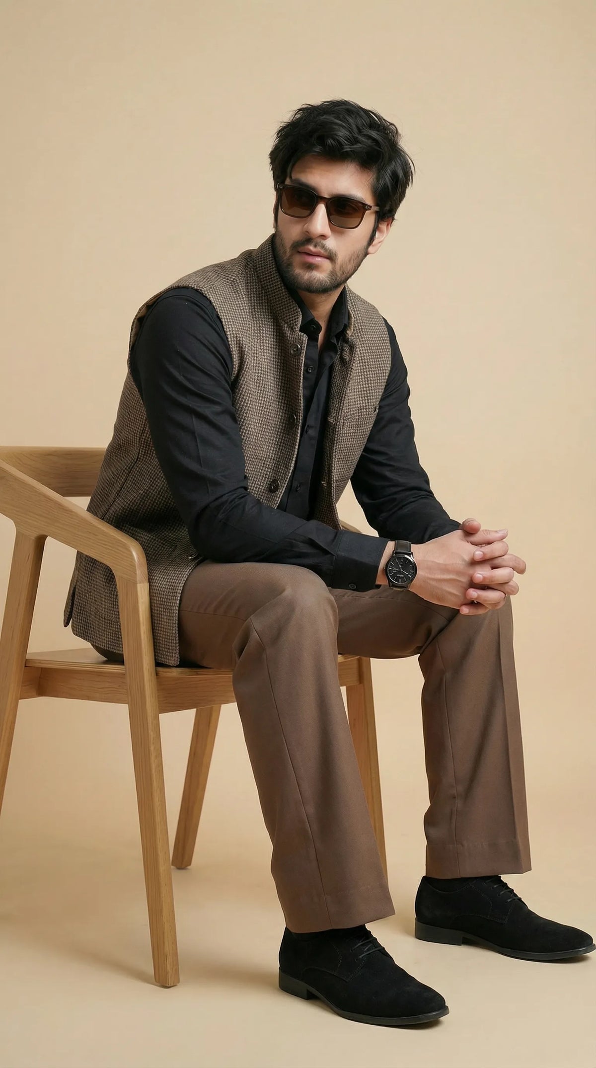 Dusty Brown Signature Nehru Fit Jacket | 100% Woolen