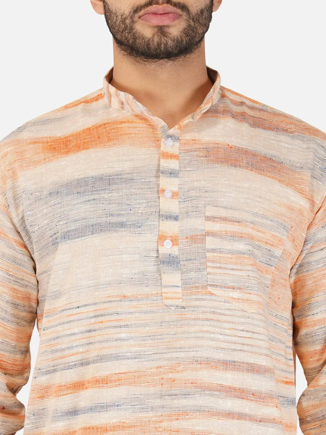 Pure Khadi Short Kurta in Golden Color