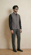 Smoke Grey Signature Nehru Fit Jacket | 100% Woolen