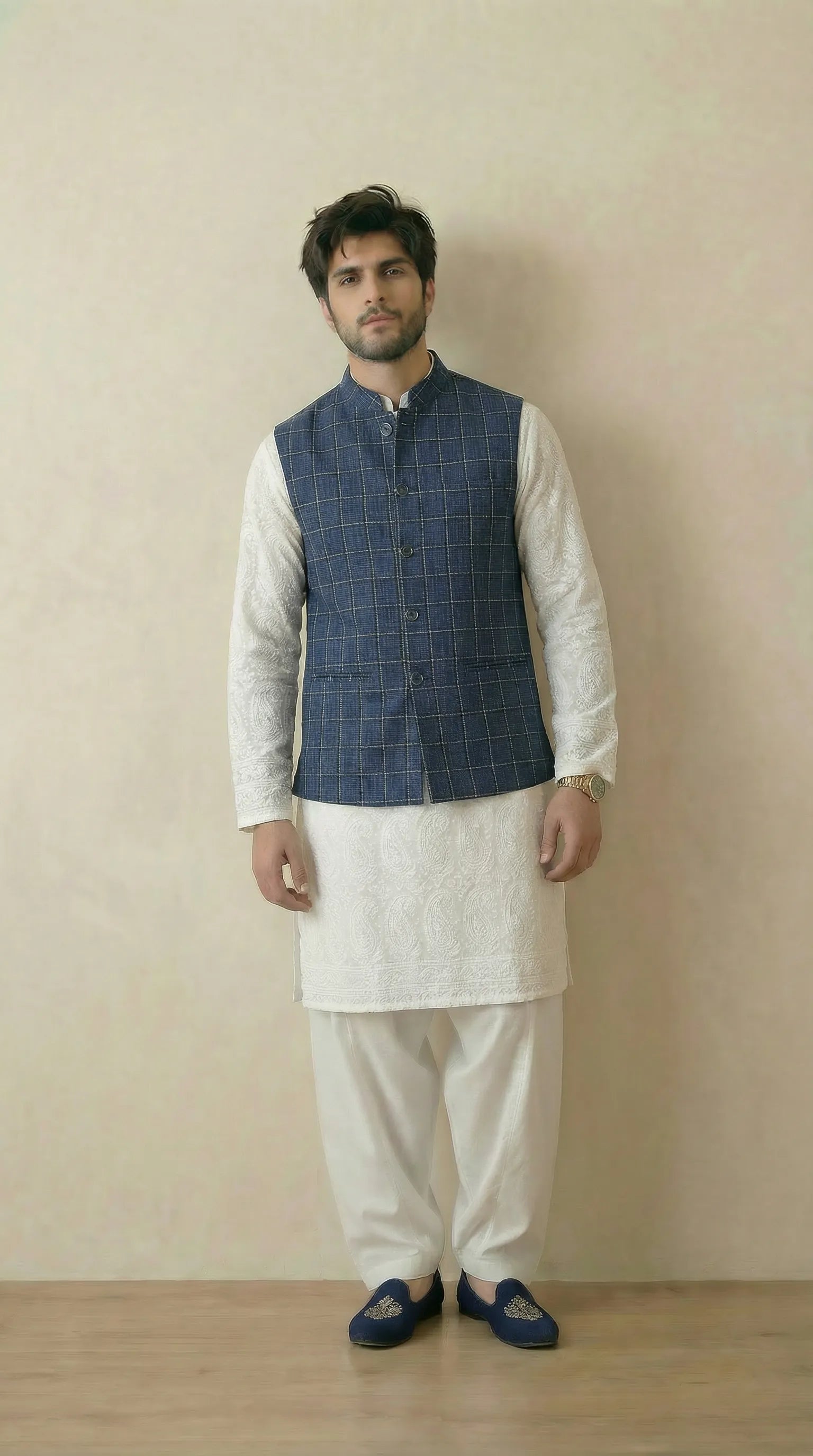 Indigo Signature Nehru Fit Jacket | 100% Woolen
