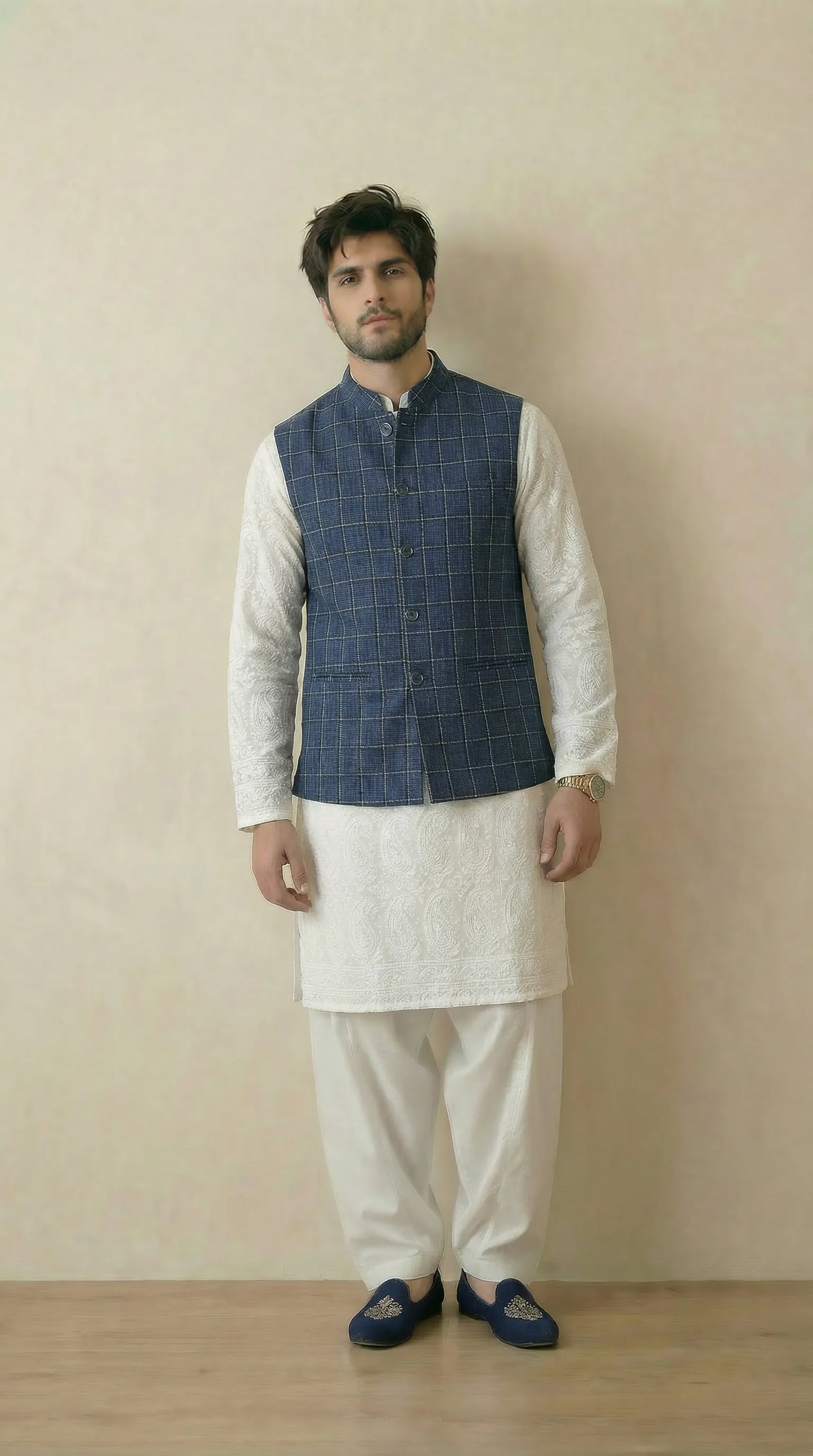 Indigo Signature Nehru Fit Jacket | 100% Woolen