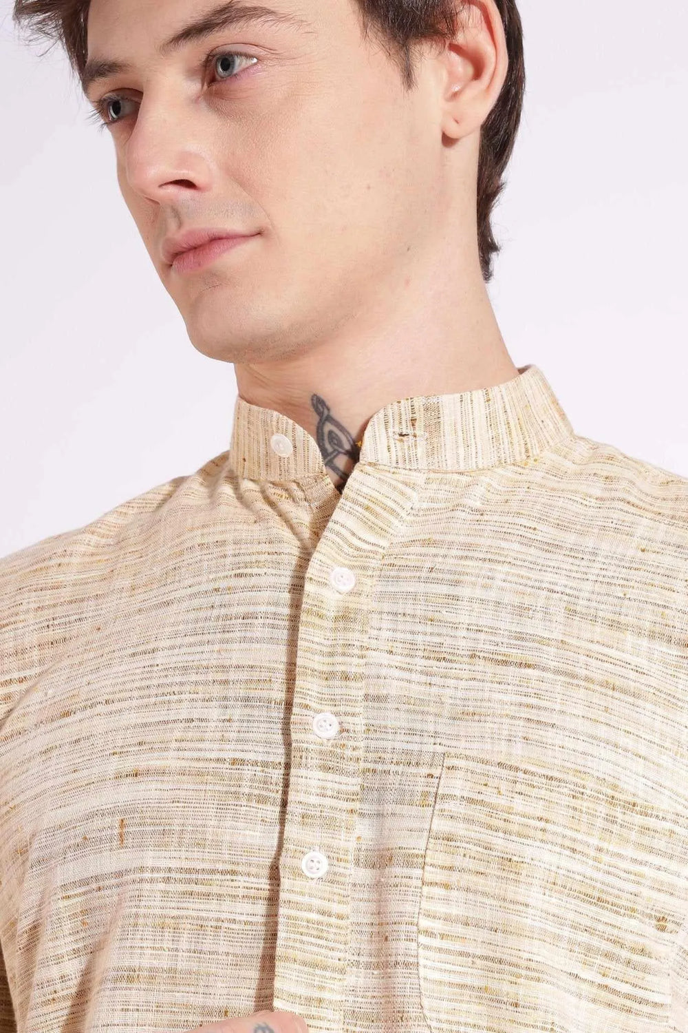Wheat Color Khadi Cotton Kurta