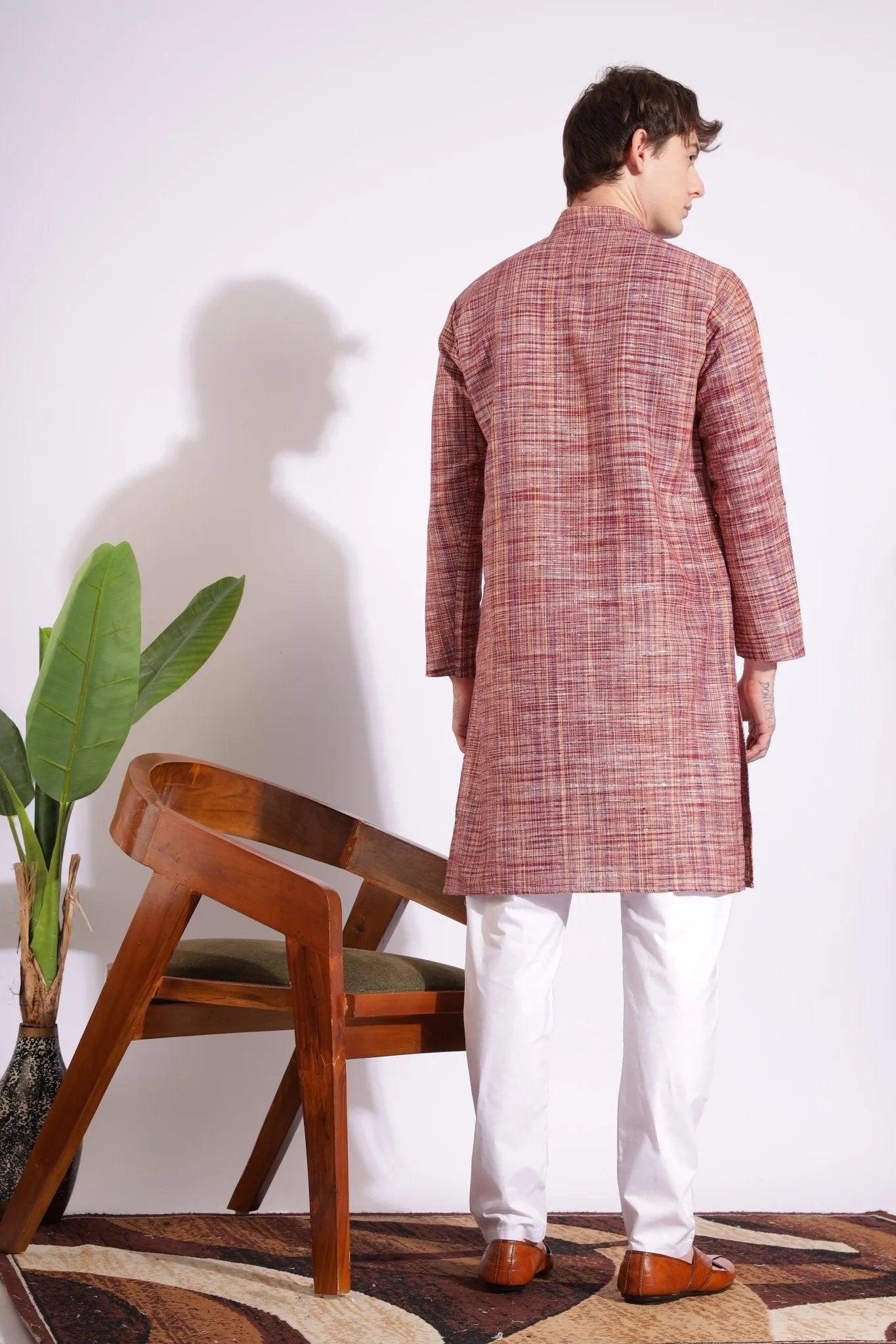 Maroon Color Khadi Kurta