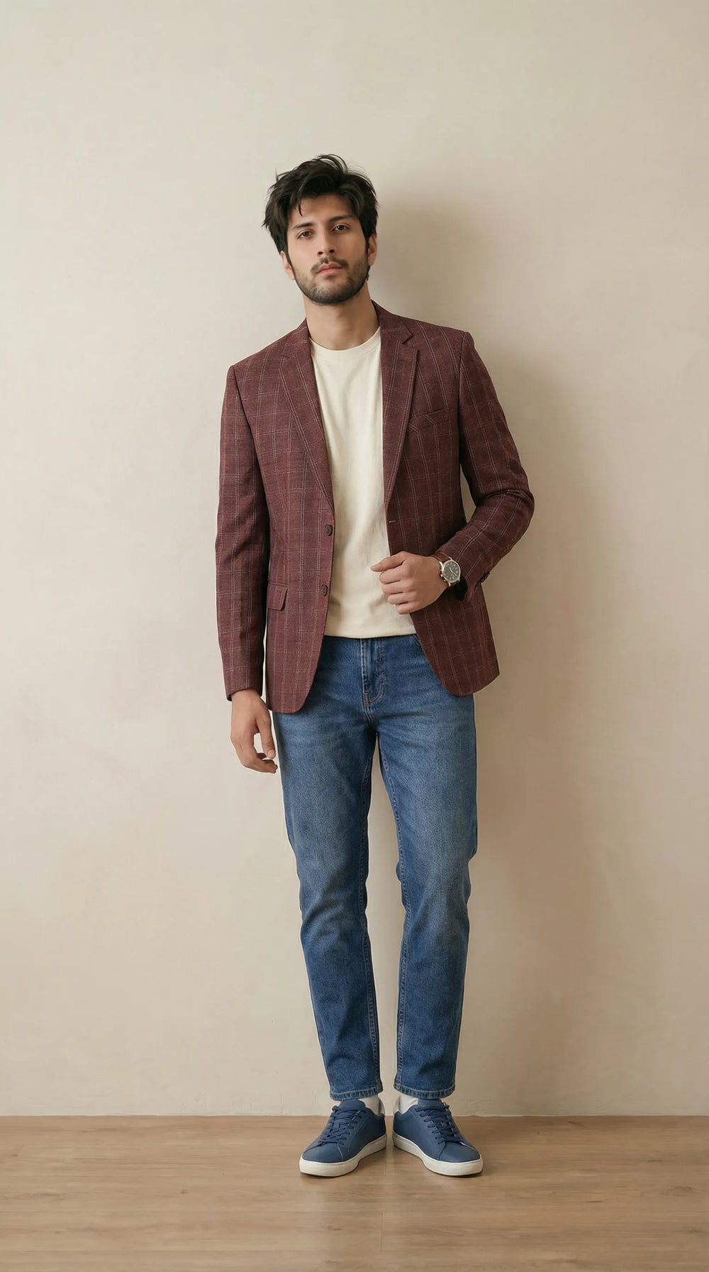 Reddish Tweed Blazer | 100% Wool, Classic Structured Fit