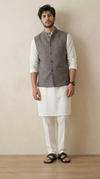 Smoke Grey Signature Nehru Fit Jacket | 100% Woolen