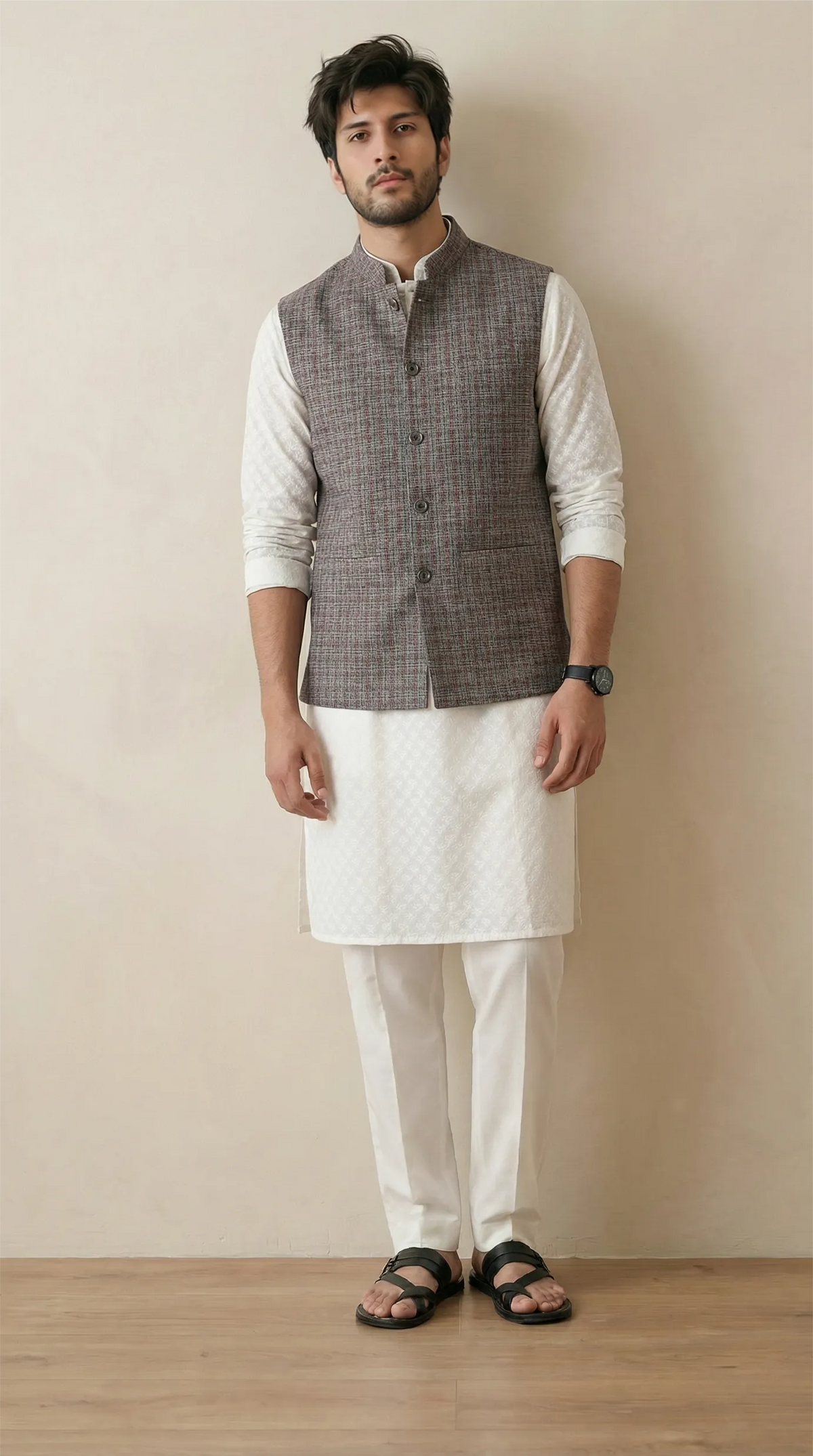 Smoke Grey Signature Nehru Fit Jacket | 100% Woolen