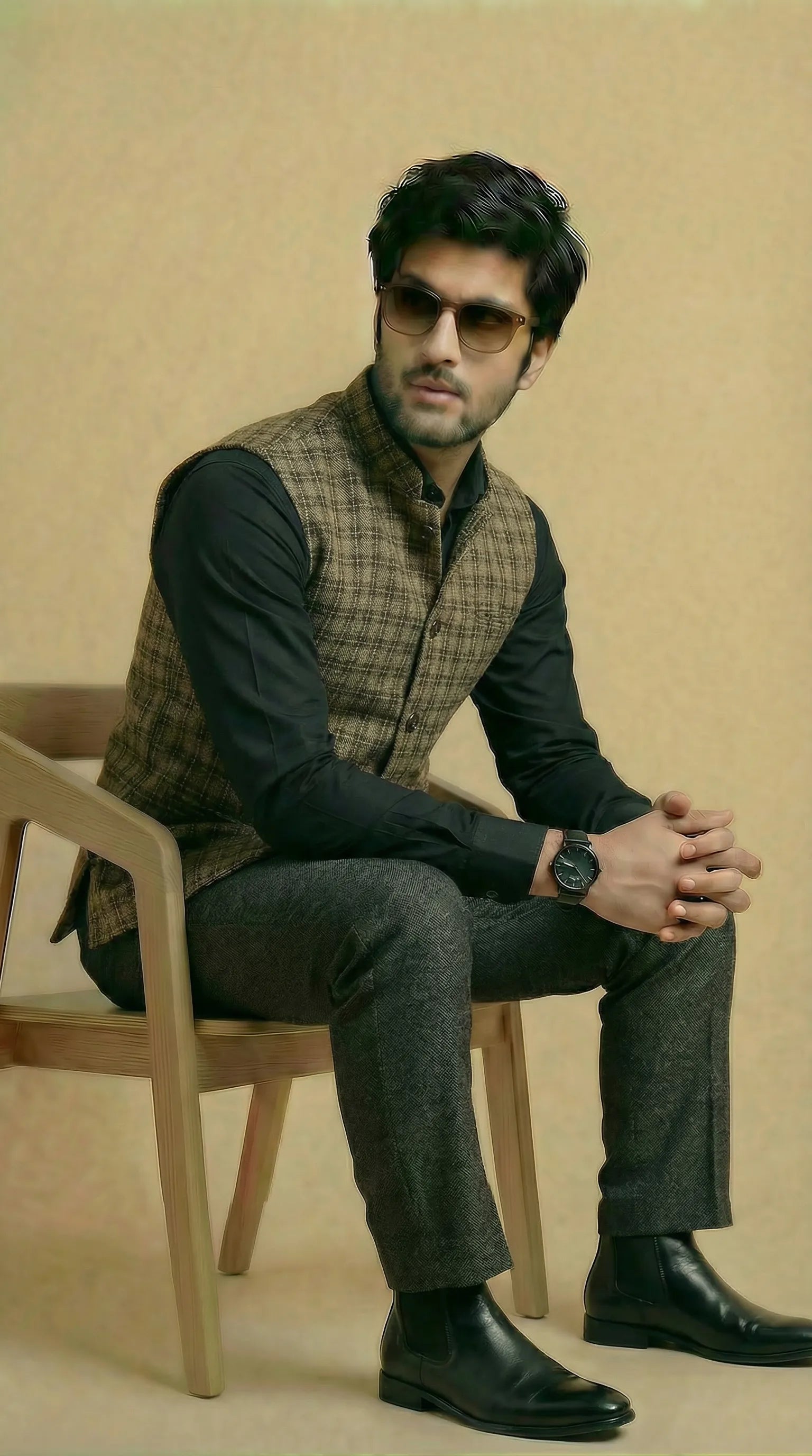 Reversible Earthy Brown Nehru Fit Jacket | 100% Woolen