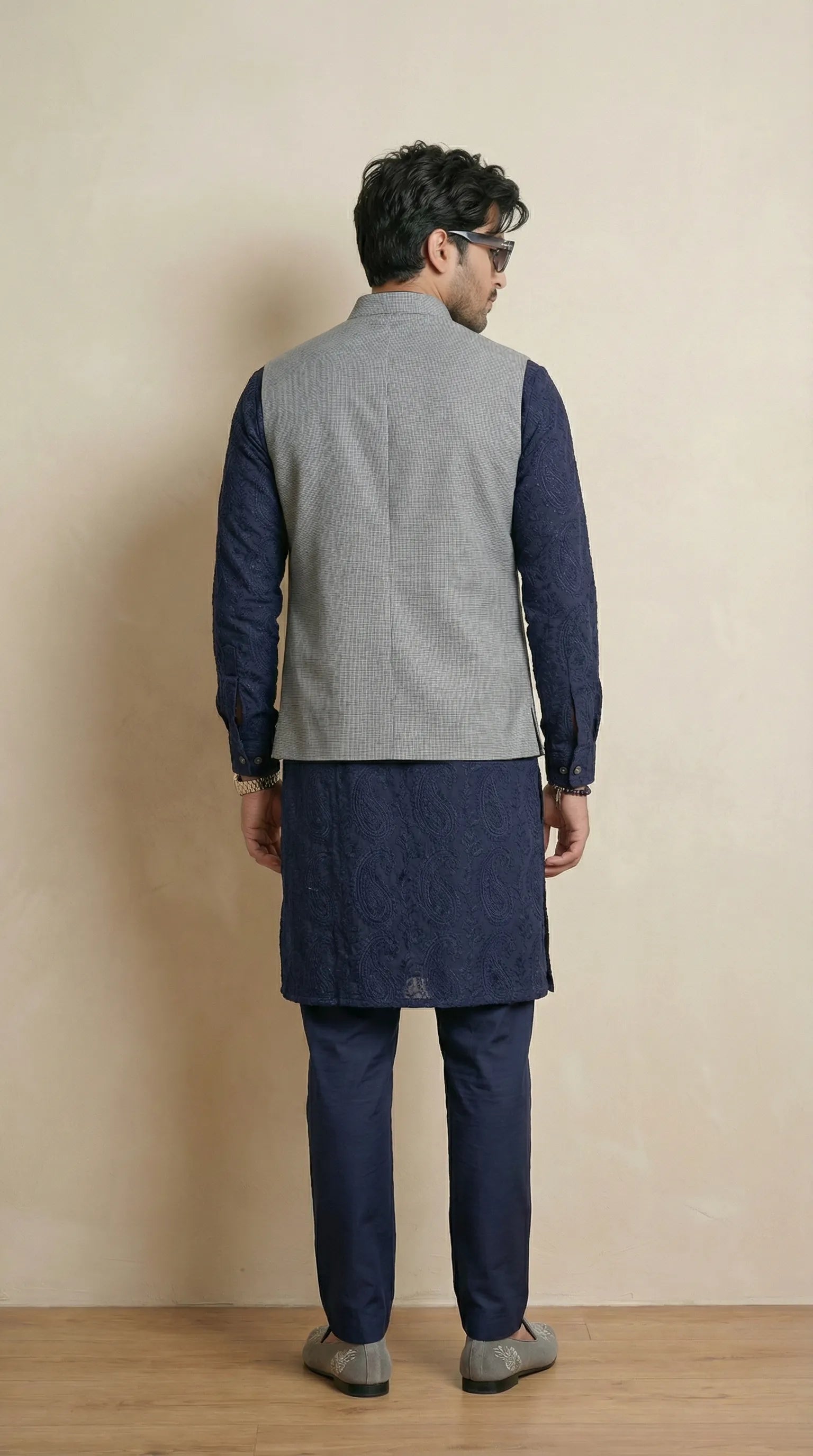 Classic Grey Signature Nehru Fit Jacket | 100% Woolen