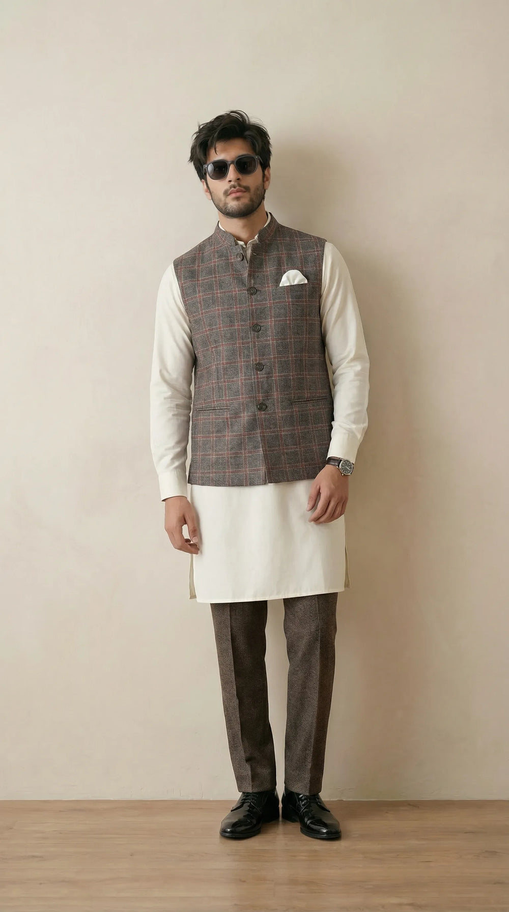 Medium Grey Signature Nehru Fit Jacket | 100% Woolen