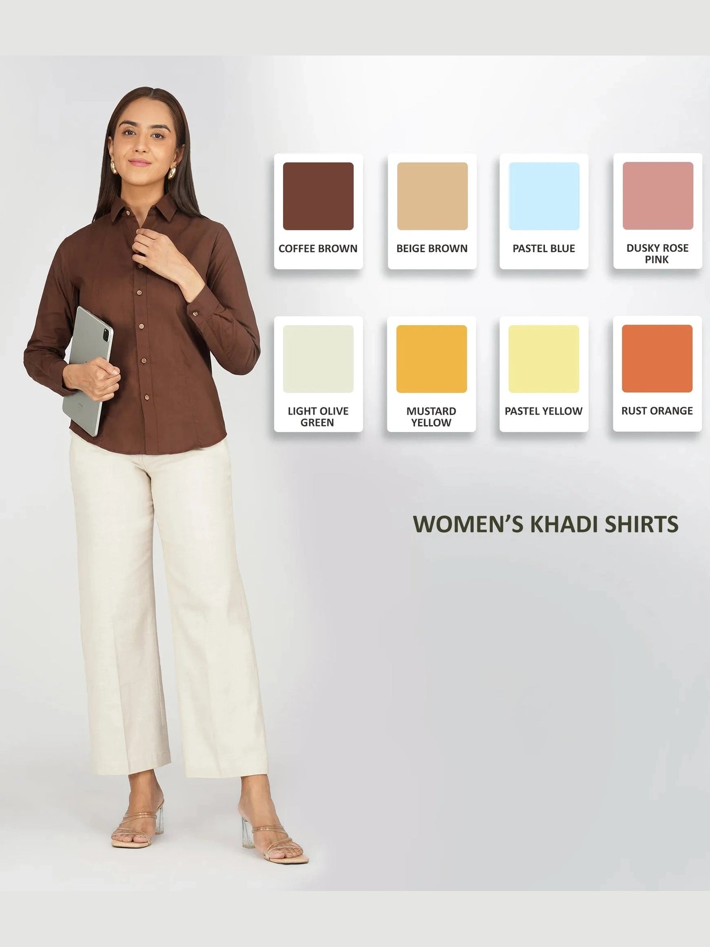 Women's Long Khadi Kurti Coffee Brown