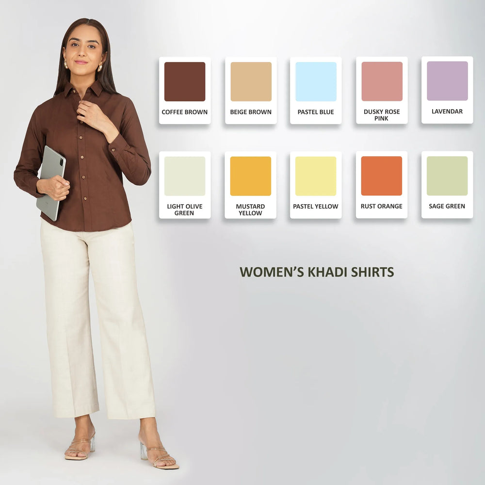 Women's Long Khadi Kurti Coffee Brown