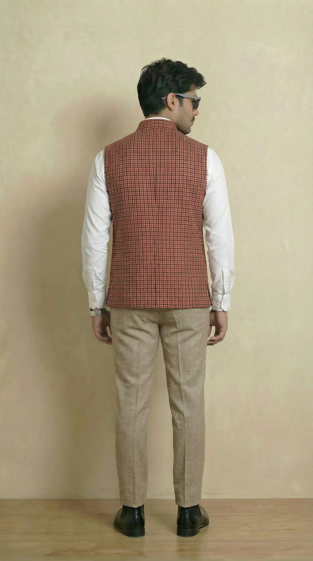 Reversible Brick Red Nehru Fit Jacket | 100% Woolen