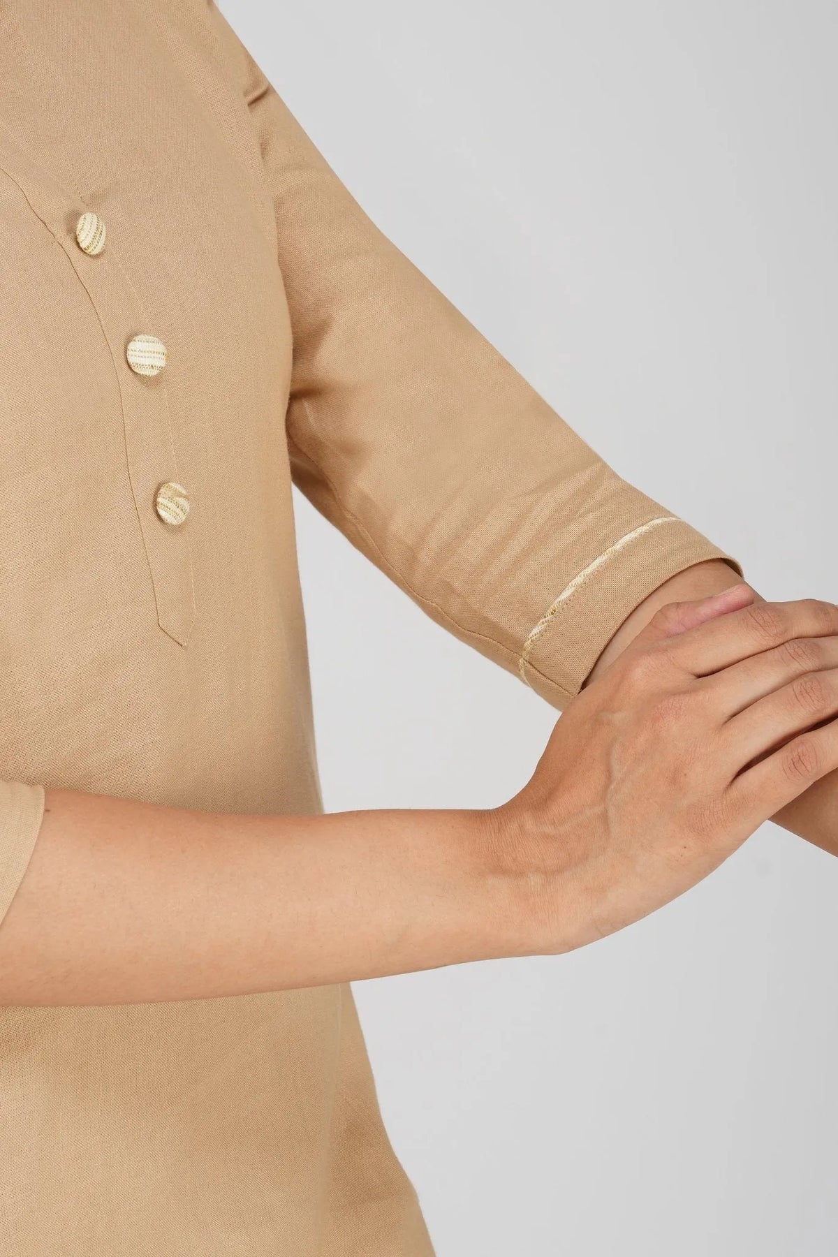 Women's Khadi Long  Kurti Beige Brown