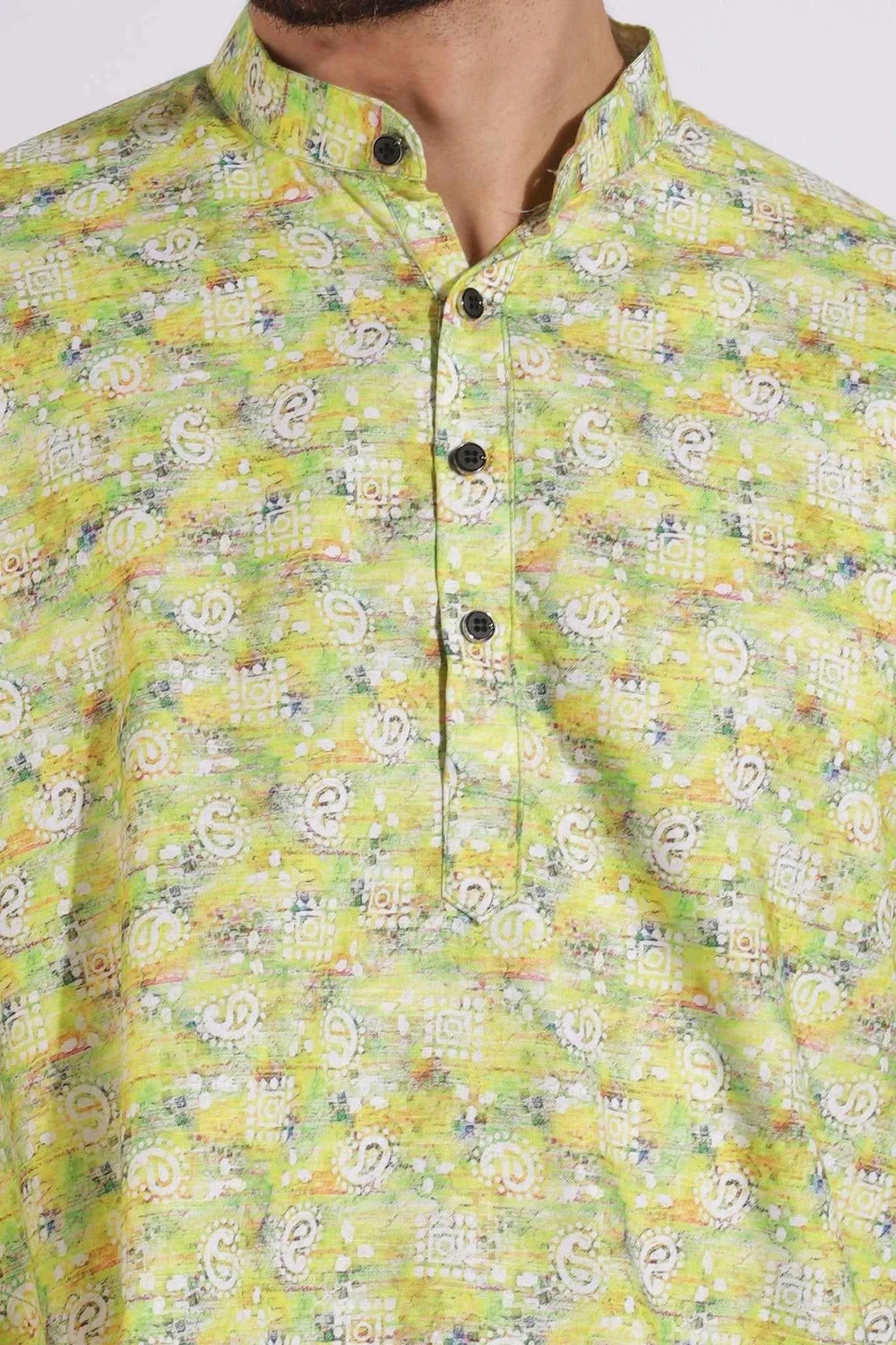 Vibrant Print Cotton Light Green Color Kurta