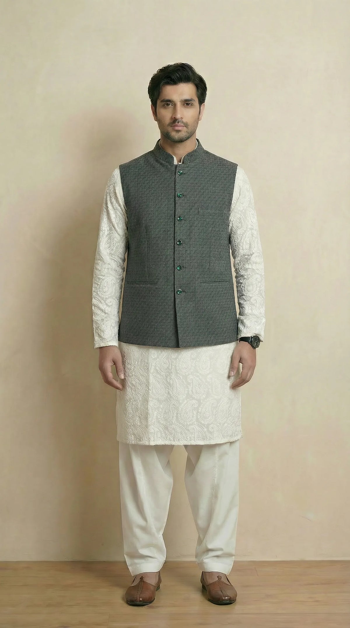 Forest Green Signature Nehru Fit Jacket | 100% Woolen
