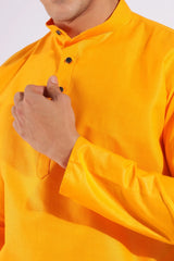 Traditional Yellowish Orange Plain Kurta