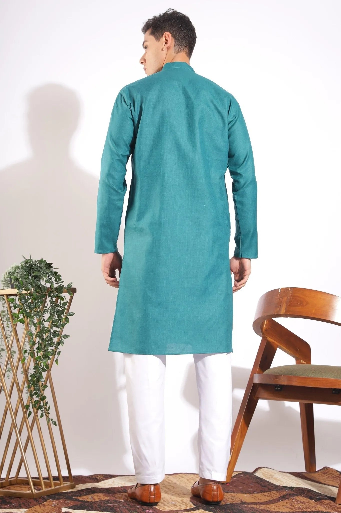 Vibrant Green Plain Kurta