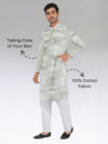 Khadi Kurta Traditional Off-White Blended with Green Colour
