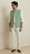 Jade Green Signature Nehru Fit Jacket | 100% Woolen