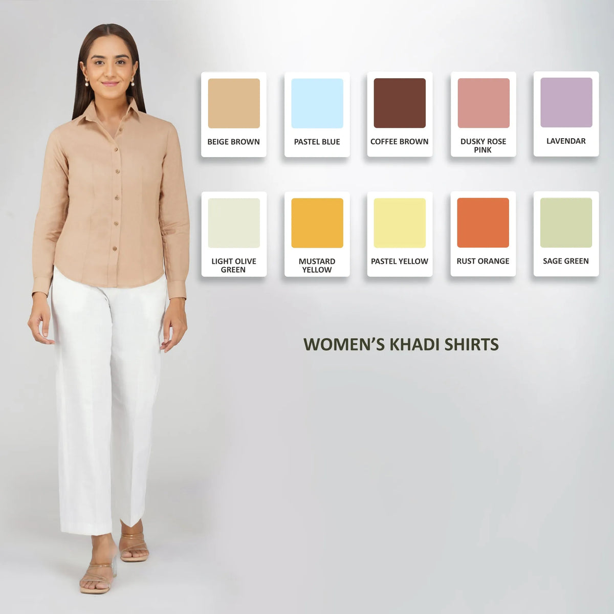 Women's Khadi Shirt Beige Brown