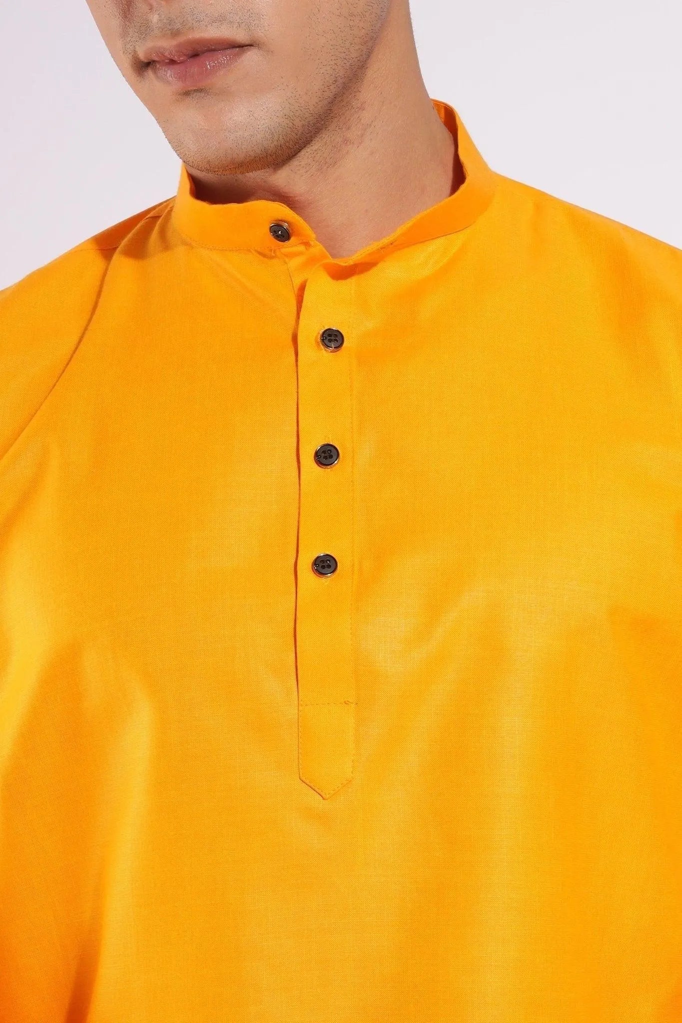 Traditional Yellowish Orange Plain Kurta