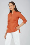 Women's Khadi Short Kurti Rust Orange