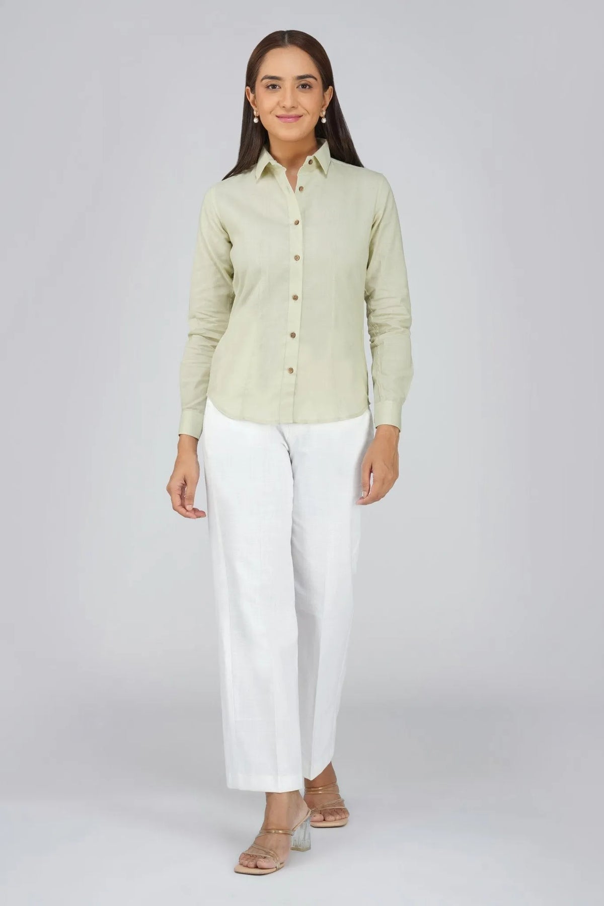 Women's Khadi Shirt Light Olive Green