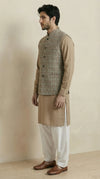 Natural Beige Signature Nehru Fit Jacket | 100% Woolen