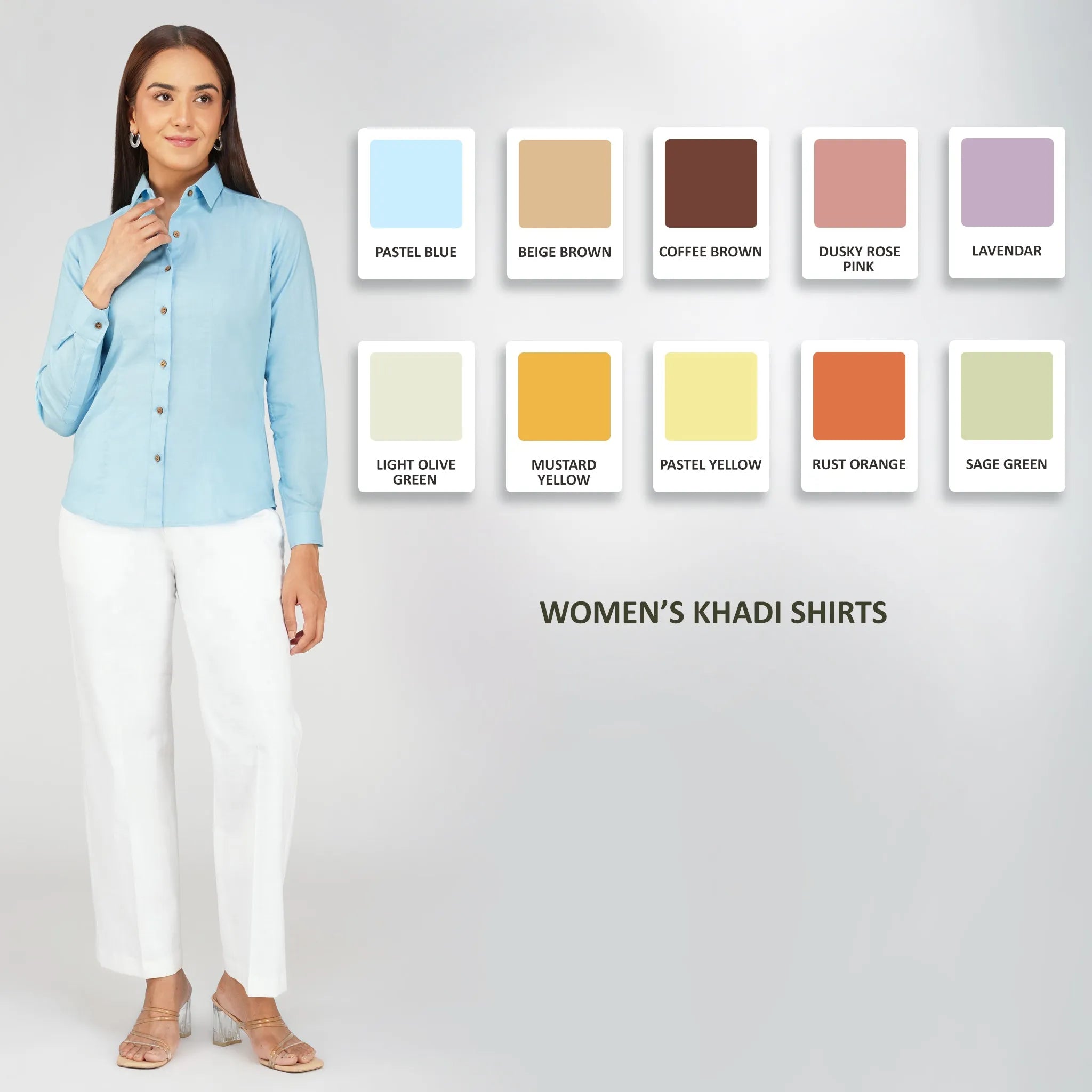 Women's Khadi Shirt in Pastel blue