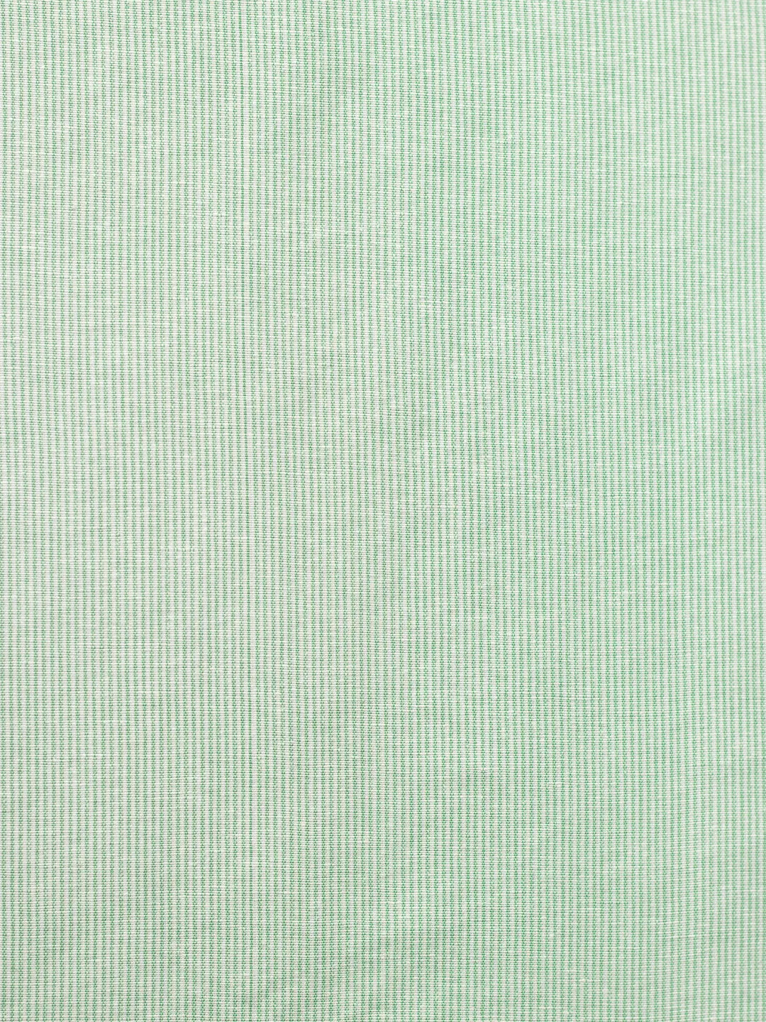 Small Plain Line White & Green Traditional Khadi Fabric