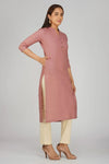 Women's Long Khadi Kurti Dusky Rose Pink