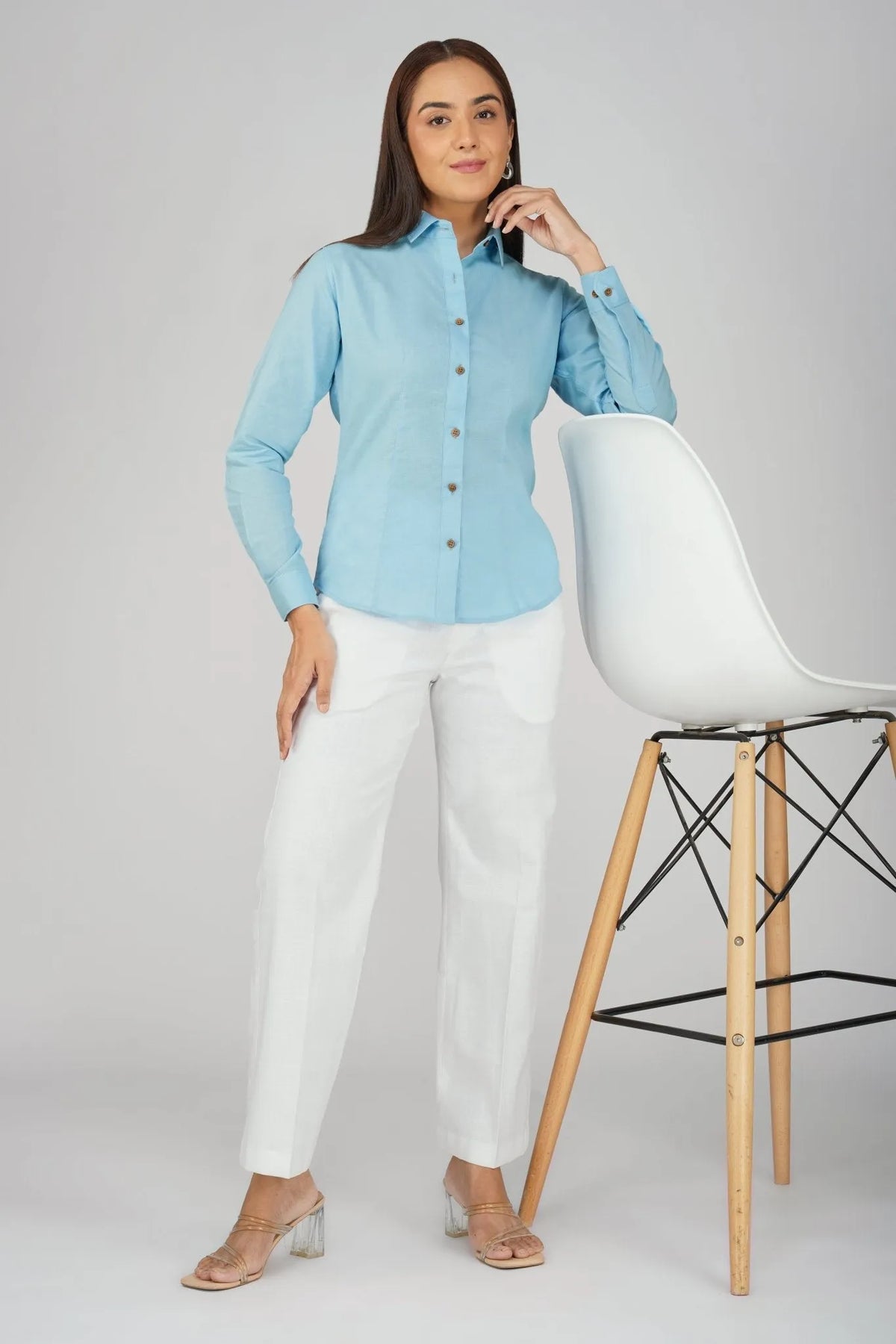 Women's Khadi Shirt in Pastel blue
