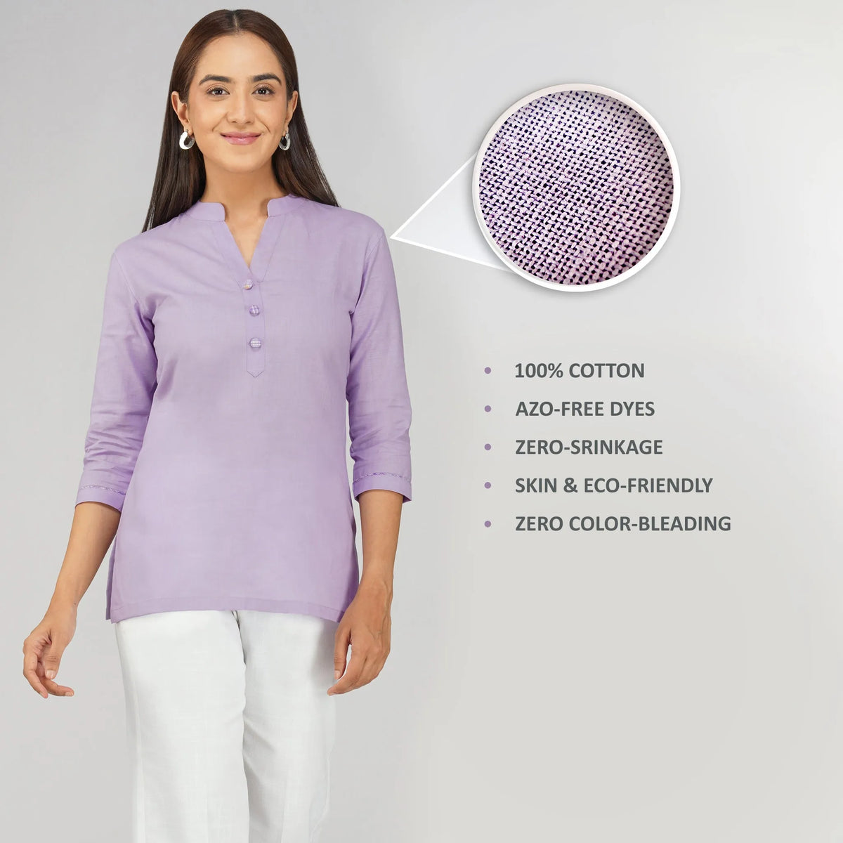 Women's Khadi Short Kurti Lavander