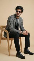 Charcoal Tweed Blazer | 100% Wool, Classic Structured Fit