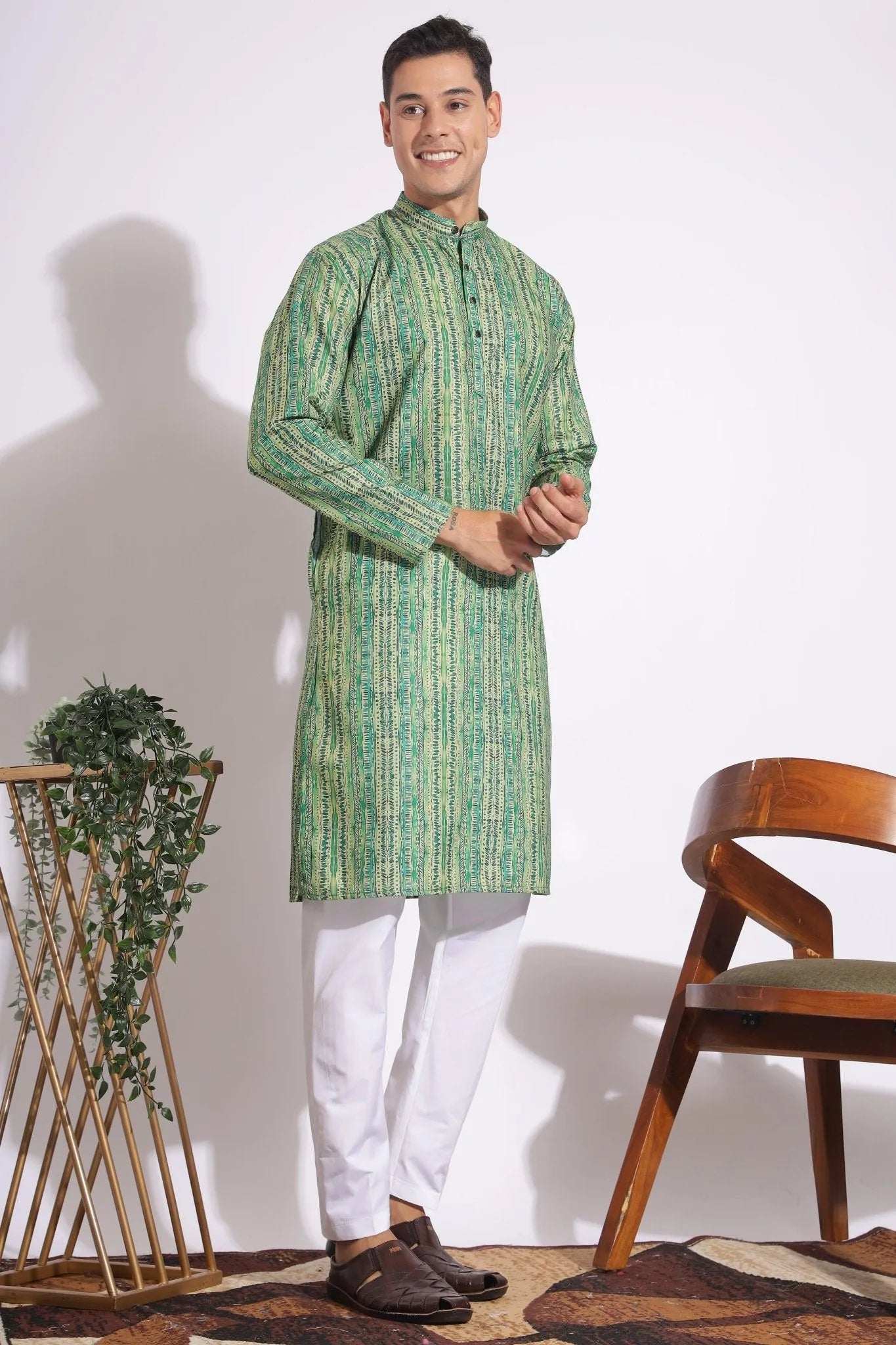Standard Green Trending Design Print Kurta