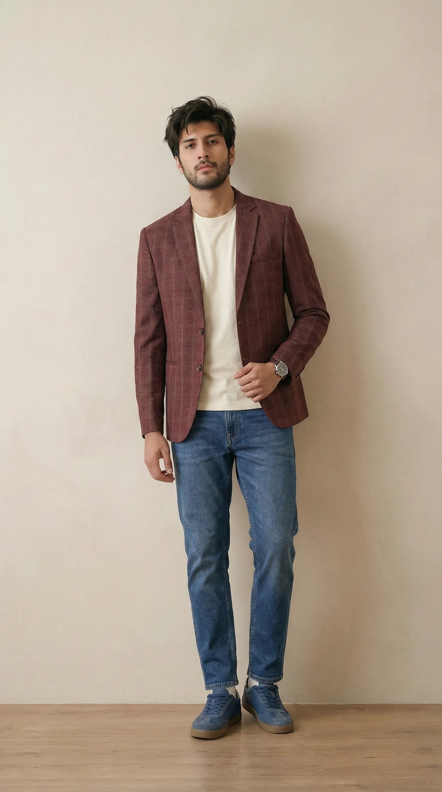 Reddish Tweed Blazer | 100% Wool, Classic Structured Fit