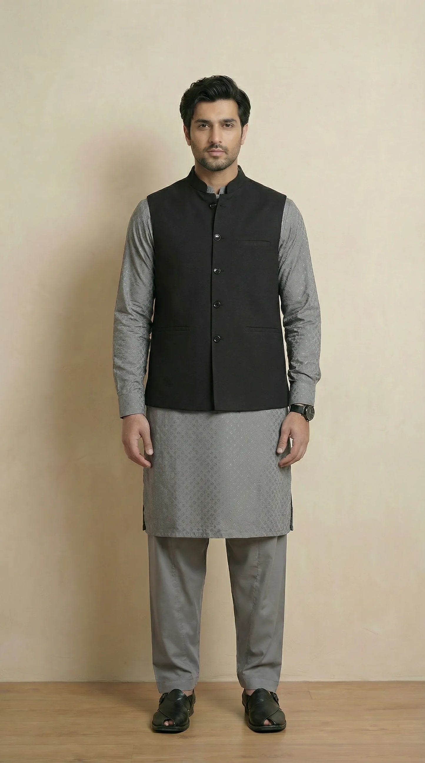 Black Signature Nehru Fit Jacket | 100% Woolen