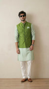 Lime Green Signature Nehru Fit Jacket | 100% Woolen
