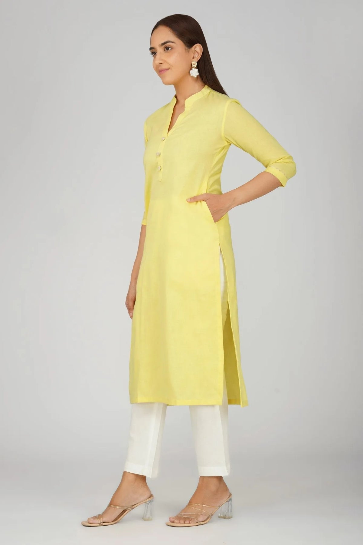 Women's Khadi Long  Kurti Beige Brown