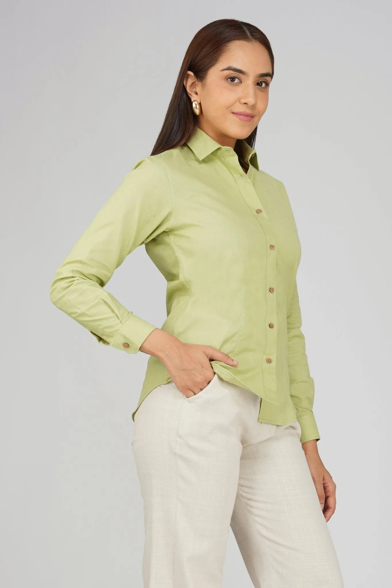 Women's Khadi Shirt Sage Green