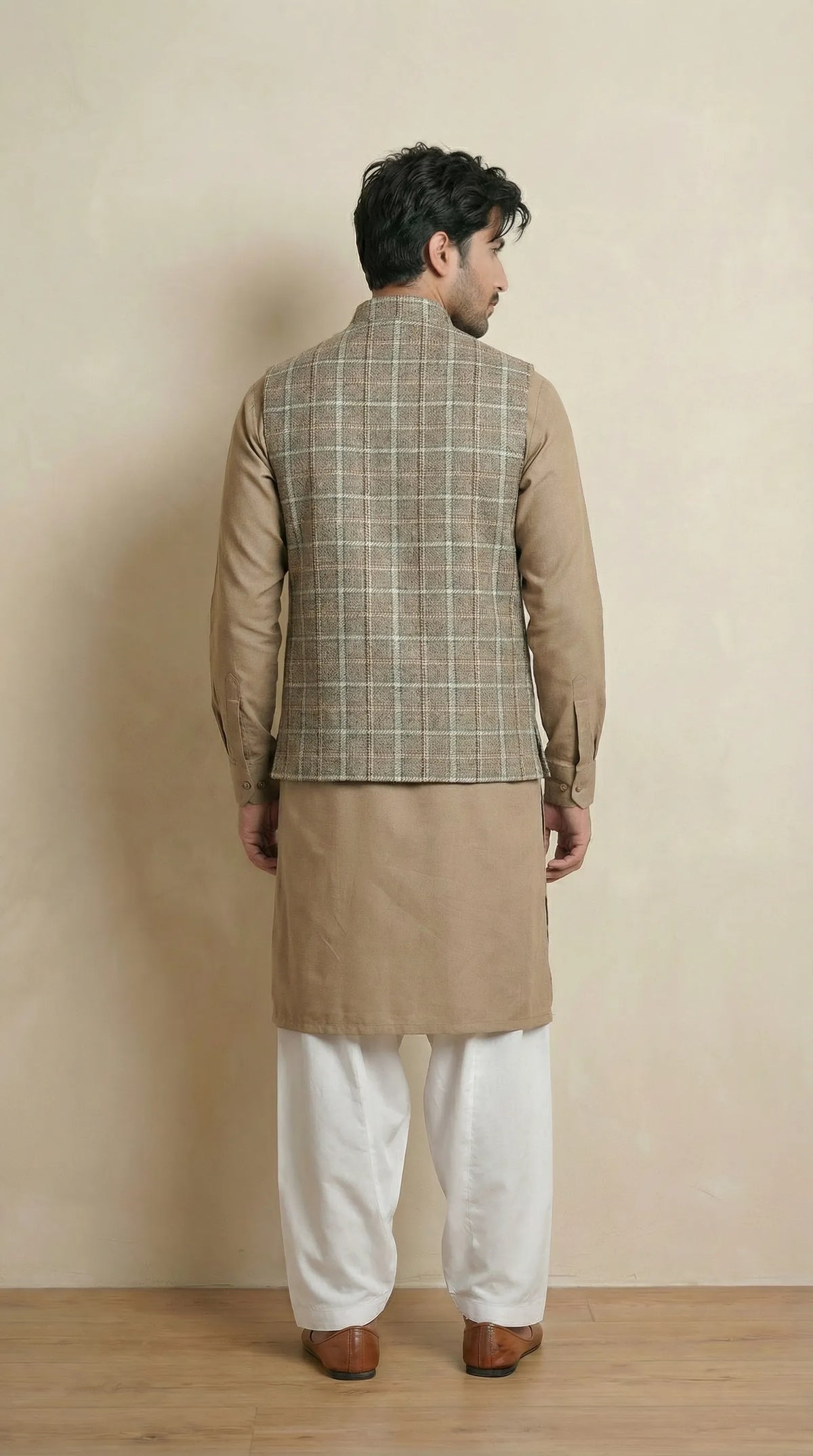 Natural Beige Signature Nehru Fit Jacket | 100% Woolen