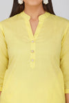 Women's Long Khadi Kurti Pastel Yellow