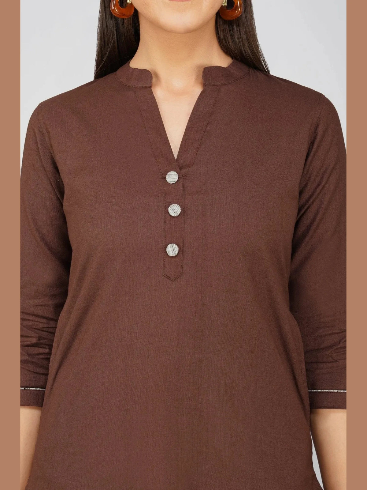 Women's Long Khadi Kurti Coffee Brown