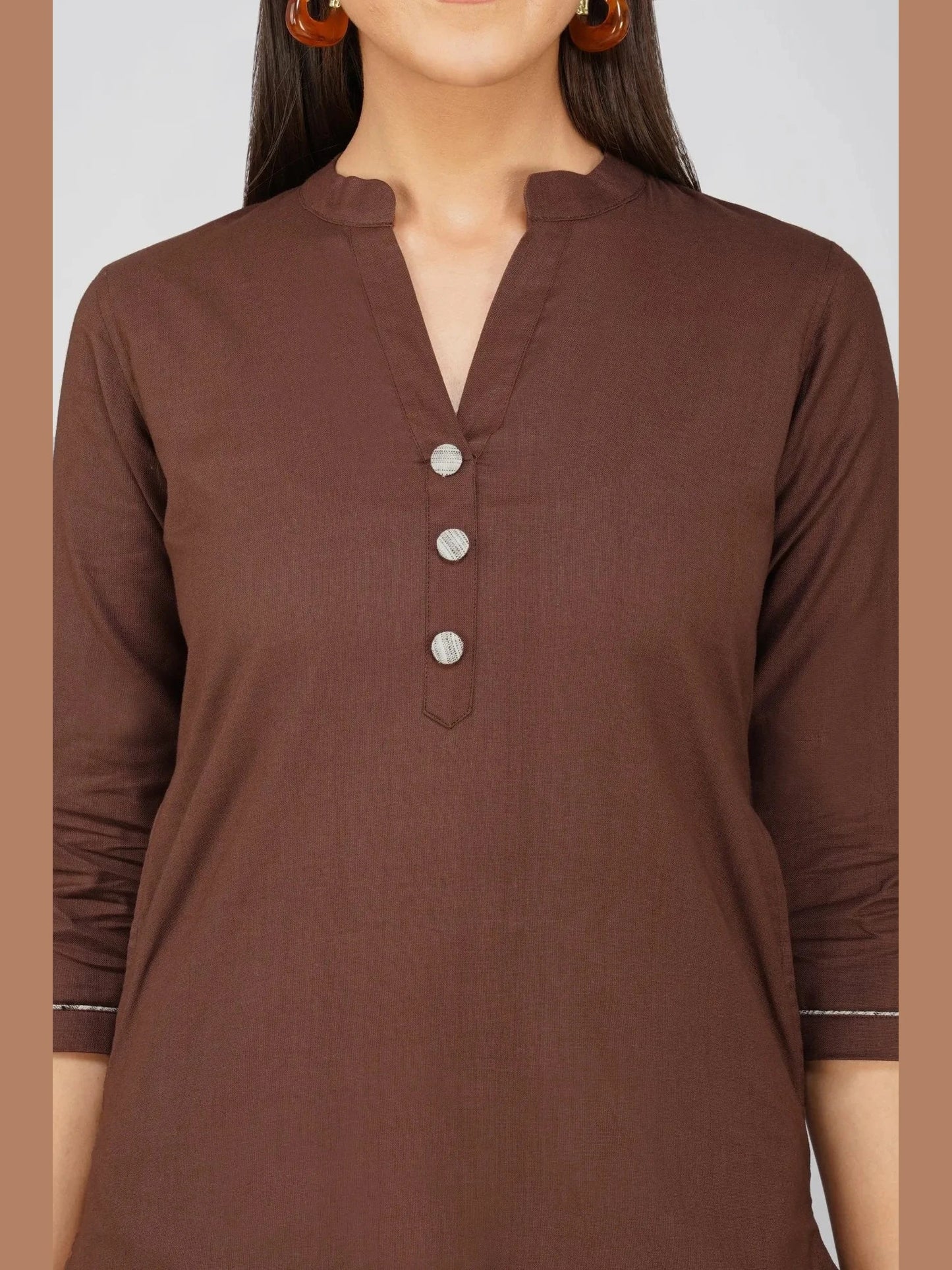 Women's Long Khadi Kurti Coffee Brown