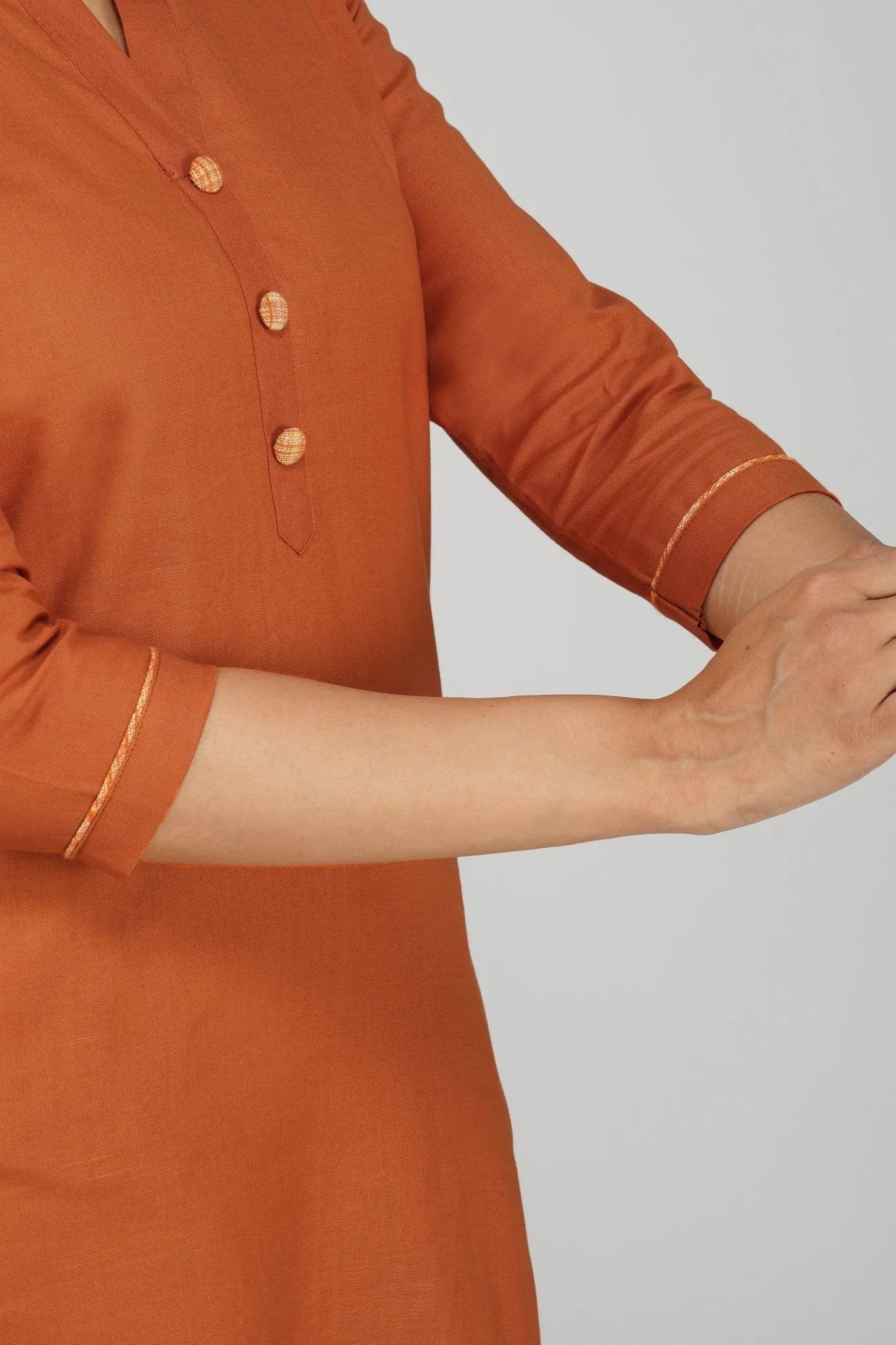 Women's Khadi Long Kurti Rust Orange