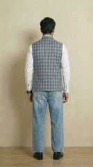 Powder Blue Signature Nehru Fit Jacket | 100% Woolen