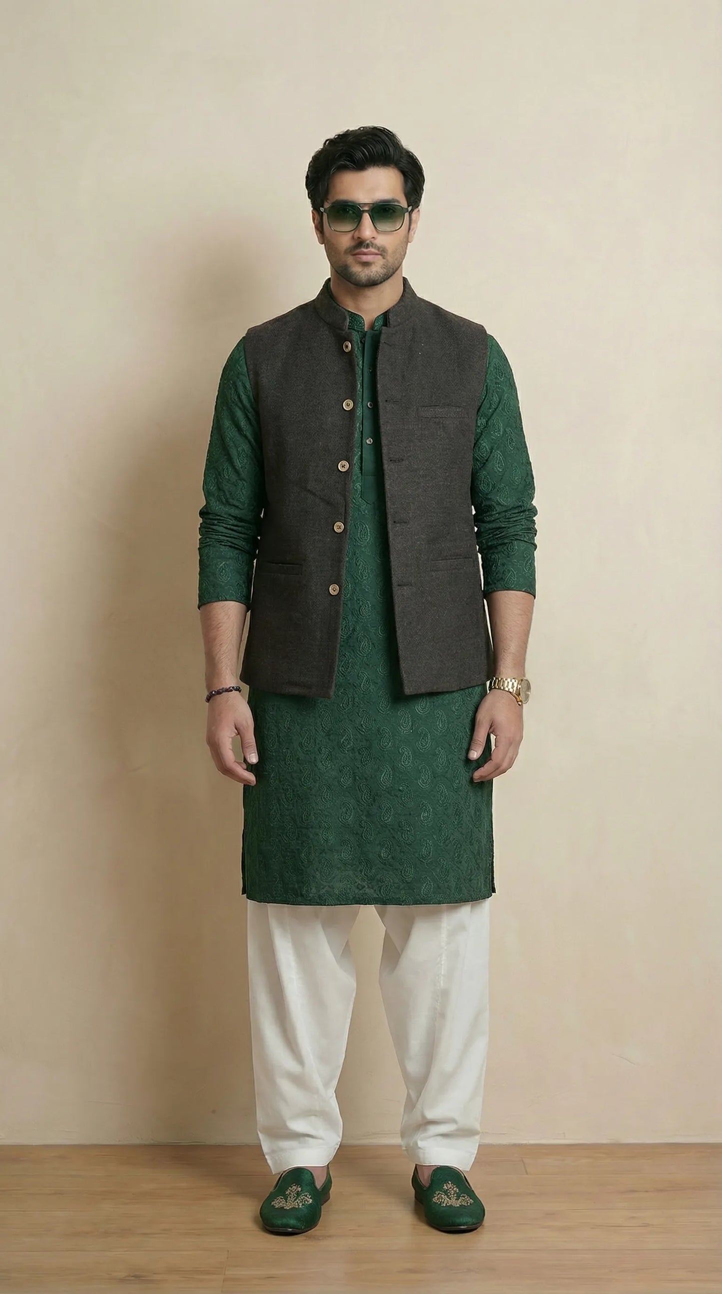 Shadow Black Signature Nehru Fit Jacket | 100% Woolen