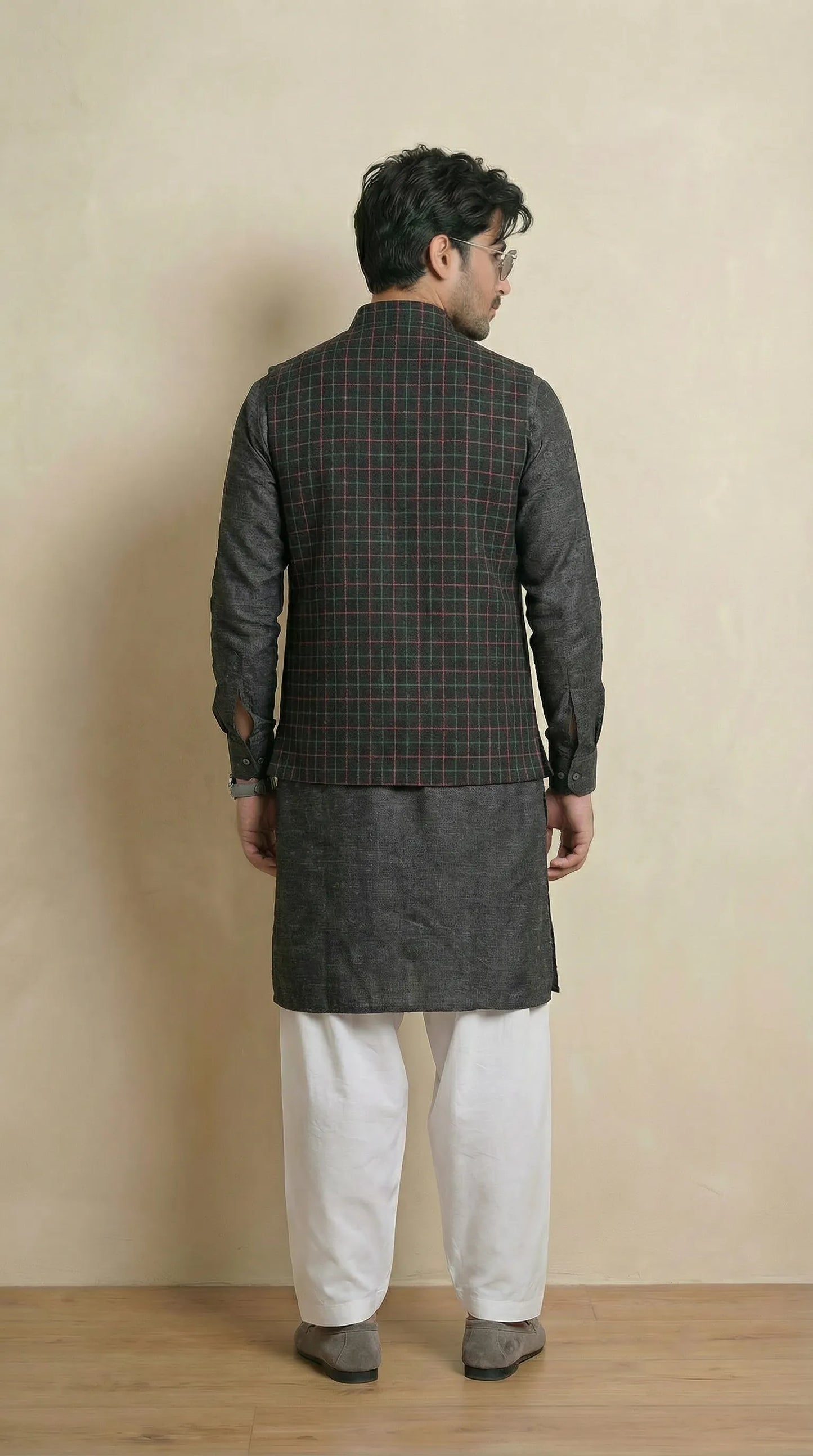Reversible Coal Nehru Fit Jacket | 100% Woolen